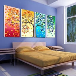 image-Canvas print micro-jet high-definition print decorative painting 4 puzzle color tree leaves fruit creative puzzle