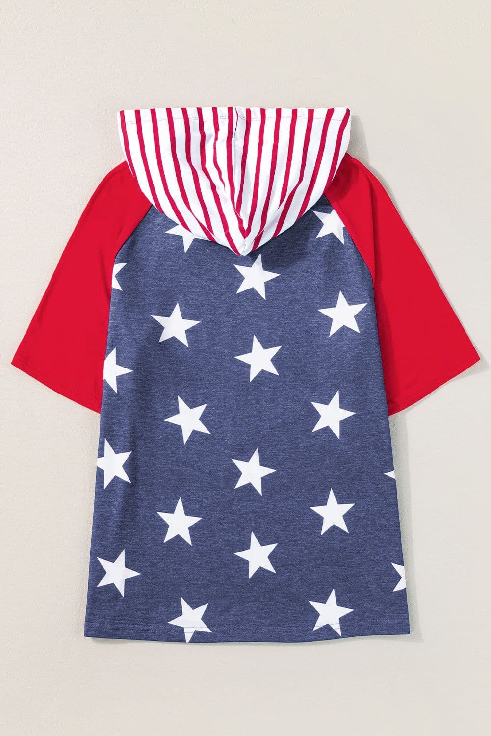 image-Fiery Red Stars and Stripes Drawstring Hooded T-Shirt