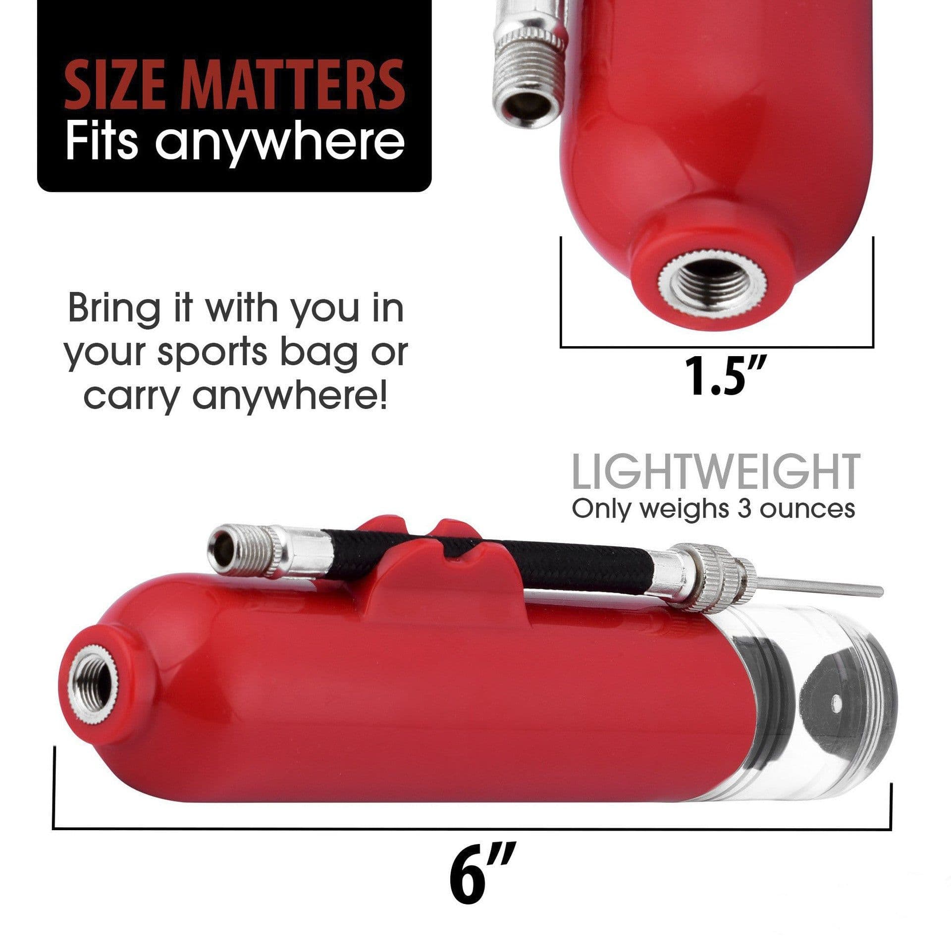 image-Basketball Inflator Pump - Portable 8" with Needles