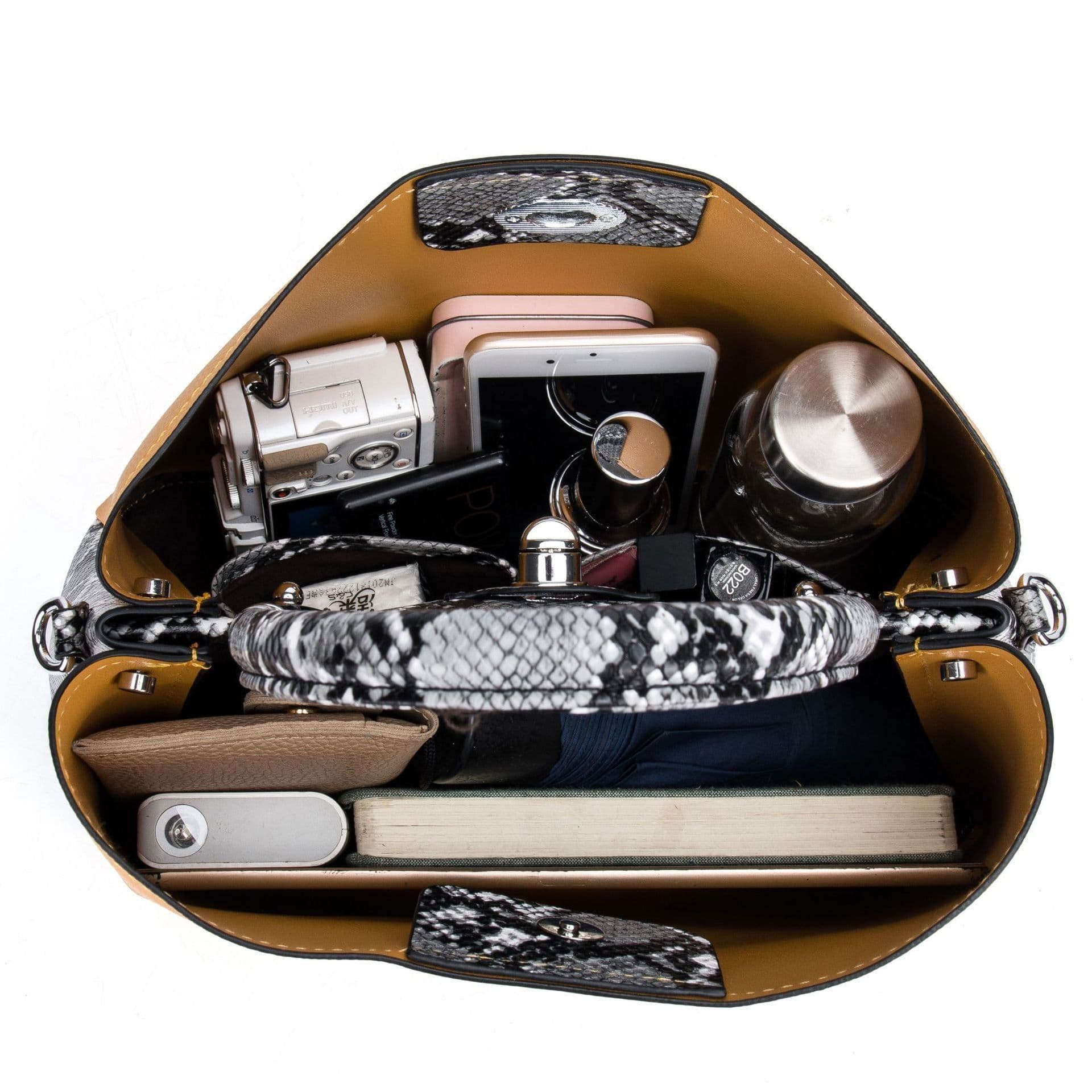 image-Two Pieces Snake Pattern Strap Messenger Bag