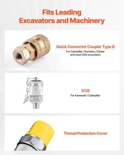 image-VEVOR Digital Hydraulic Pressure Test Coupling Kit, 10000 PSI Pressure Gauge Manometer Tester with 1 Gauge, 1 Test Coupling, 1 Quick-Release Coupler, and 1 Hose for Excavator Construction Machinery