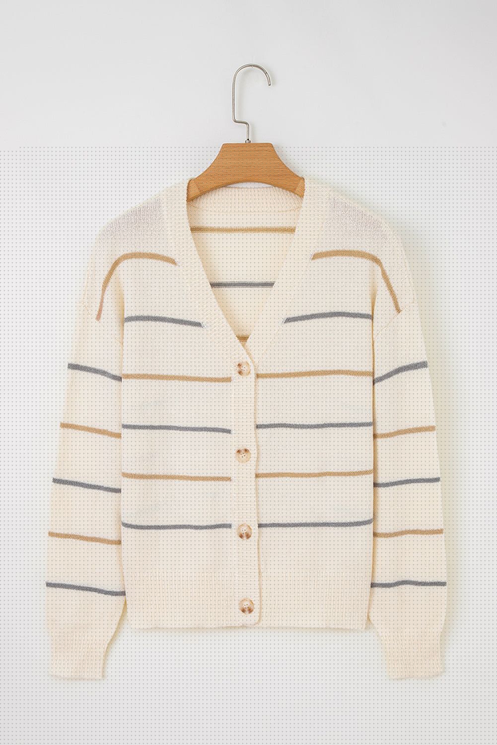 image-Multicolour Striped V Neck Drop Shoulder Cardigan Sweater