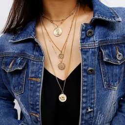 image-European and American cross-border jewelry, multi-layered multi-layer round street shooting elements, women, retro queen, avatar, creative necklace