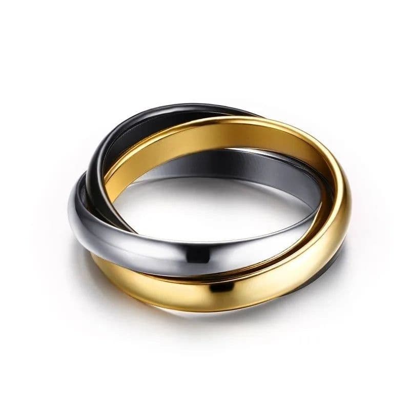 image-New Triple Interlocked Engagement Rings for Women Stainless Steel Three-in-one Promise Gift for Her Valentines Day