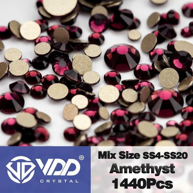 image-VDD SS4-SS20 Mix Size Clear Crystal Non-Hotfix Gold FlatBack Rhinestones Decorations DIY Glitter Stones 3D Nail Art Accessories