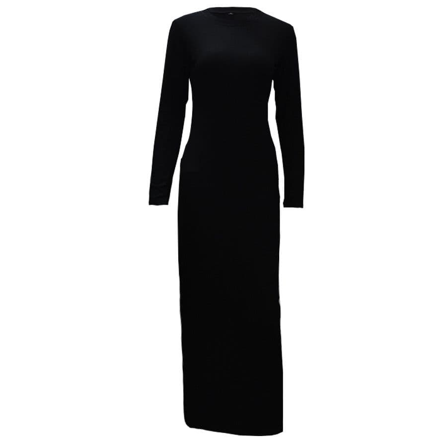 image-Europe and the United States trend modal cotton thin round neck long-sleeved solid color dress 9099