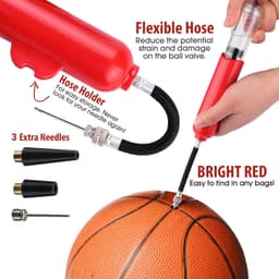 image-Basketball Inflator Pump - Portable 8" with Needles