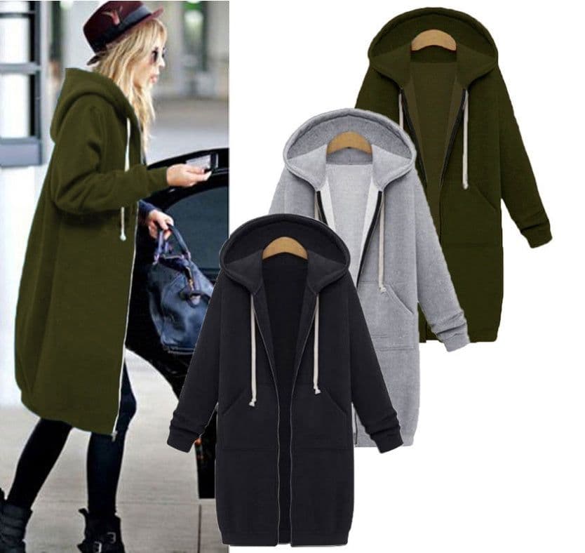 image-Hooded long-sleeved winter sweater women's jacket in a long thick shirt