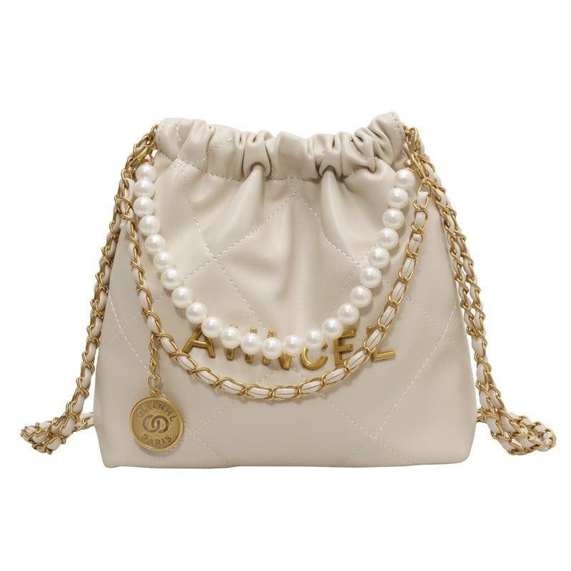 image-Women's Diamond Chain Messenger Bag Pearl