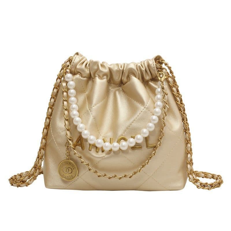 image-Women's Diamond Chain Messenger Bag Pearl