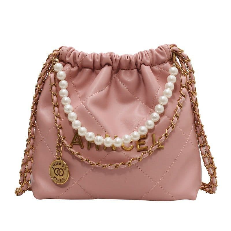 image-Women's Diamond Chain Messenger Bag Pearl