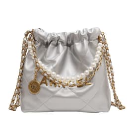 image-Women's Diamond Chain Messenger Bag Pearl
