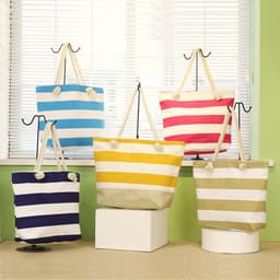 image-Striped Beach Bag Casual Large Capacity Women Shoulder Bags