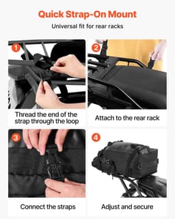 image-VEVOR Motorcycle Tail Bag, 30 L Motorcycle Rear Seat Bag with Waterproof Rain Cover, Outdoor Sports Motorbike Luggage Storage Trunk Rack Backpack with Shoulder Straps, Universal Fit Rear Racks, Black