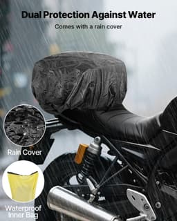 image-VEVOR Motorcycle Tail Bag, 30 L Motorcycle Rear Seat Bag with Waterproof Rain Cover, Outdoor Sports Motorbike Luggage Storage Trunk Rack Backpack with Shoulder Straps, Universal Fit Rear Racks, Black