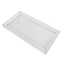 image-VEVOR Shower Pan, 60″ L x 32″ W Single Threshold Shower Base, Rectangle Acrylic & PVC Showering Base in White, Slip-Resistant Showering Pan Bases with Drain & Cover for Bathroom, Left Drain Location