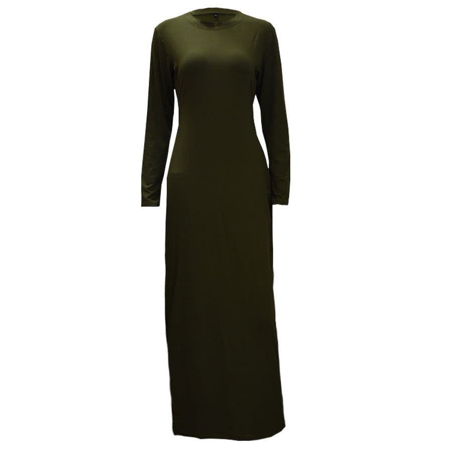 image-Europe and the United States trend modal cotton thin round neck long-sleeved solid color dress 9099
