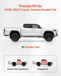 image-VEVOR Running Boards, 6 Inches Side Steps Compatible with 2005-2023 Toyota Tacoma Double Cab, Black Carbon Steel Nerf Bars, 550 lbs Load Capacity, Wide Non-Slip Hollow Surface with Rustproof Coating