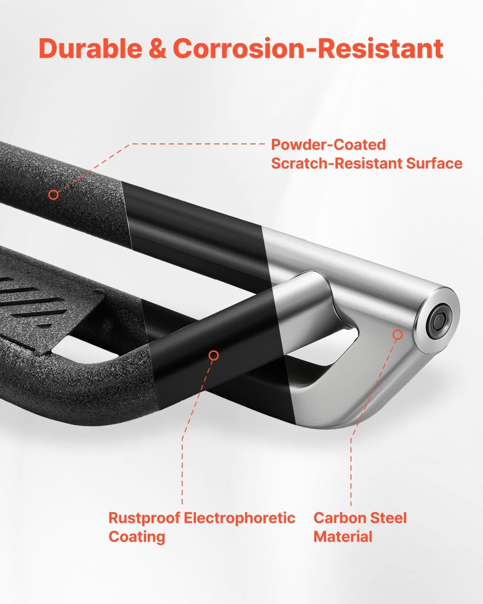 image-VEVOR Running Boards, 6 Inches Side Steps Compatible with 2005-2023 Toyota Tacoma Double Cab, Black Carbon Steel Nerf Bars, 550 lbs Load Capacity, Wide Non-Slip Hollow Surface with Rustproof Coating