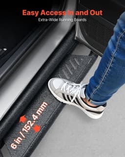 image-VEVOR Running Boards, 6 Inches Side Steps Compatible with 2005-2023 Toyota Tacoma Double Cab, Black Carbon Steel Nerf Bars, 550 lbs Load Capacity, Wide Non-Slip Hollow Surface with Rustproof Coating