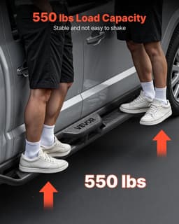 image-VEVOR Running Boards, 6 Inches Side Steps Compatible with 2005-2023 Toyota Tacoma Double Cab, Black Carbon Steel Nerf Bars, 550 lbs Load Capacity, Wide Non-Slip Hollow Surface with Rustproof Coating