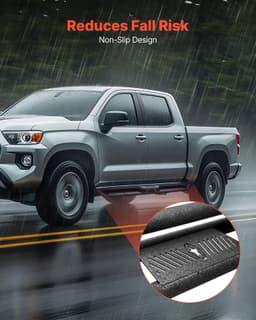 image-VEVOR Running Boards, 6 Inches Side Steps Compatible with 2005-2023 Toyota Tacoma Double Cab, Black Carbon Steel Nerf Bars, 550 lbs Load Capacity, Wide Non-Slip Hollow Surface with Rustproof Coating