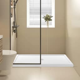 image-VEVOR Shower Pan, 60″ L x 32″ W Single Threshold Shower Base, Rectangle Acrylic & PVC Showering Base in White, Slip-Resistant Showering Pan Bases with Drain & Cover for Bathroom, Center Drain Location