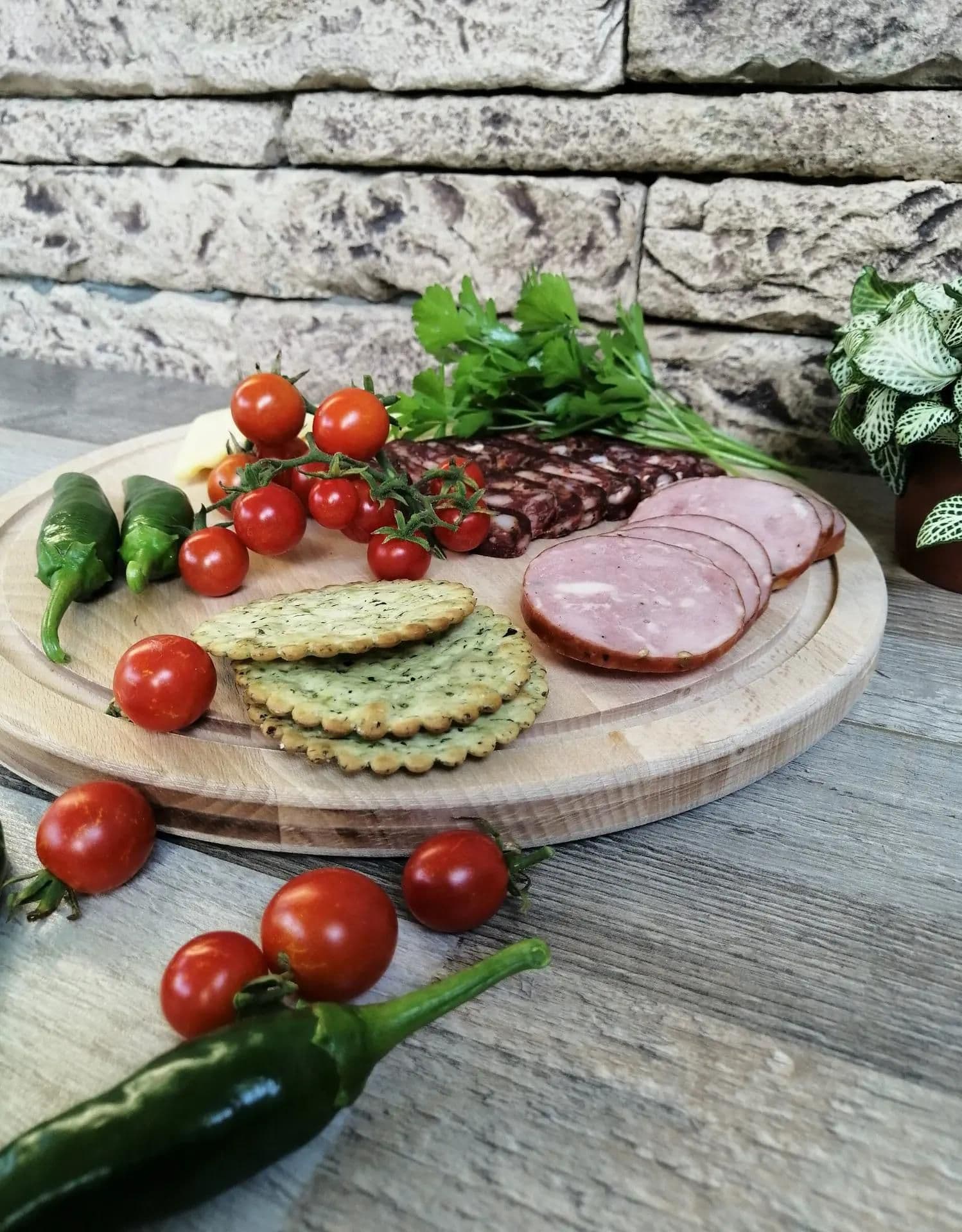 image-Round Charcuterie Board, Serving Cheese Platter, Wood Serving Tray
