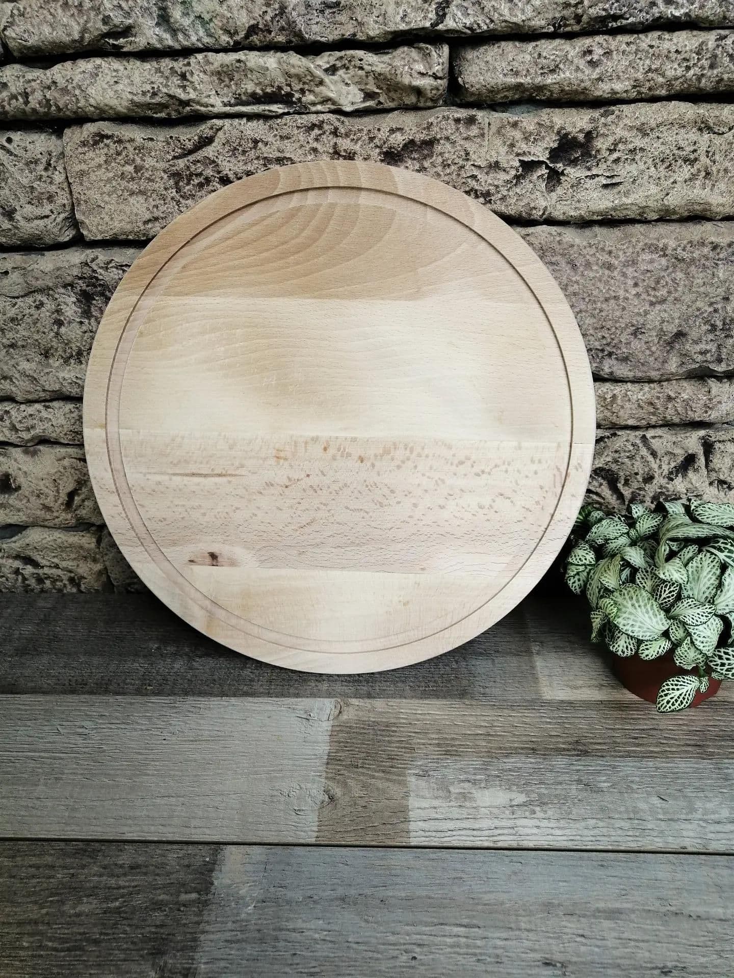 image-Round Charcuterie Board, Serving Cheese Platter, Wood Serving Tray