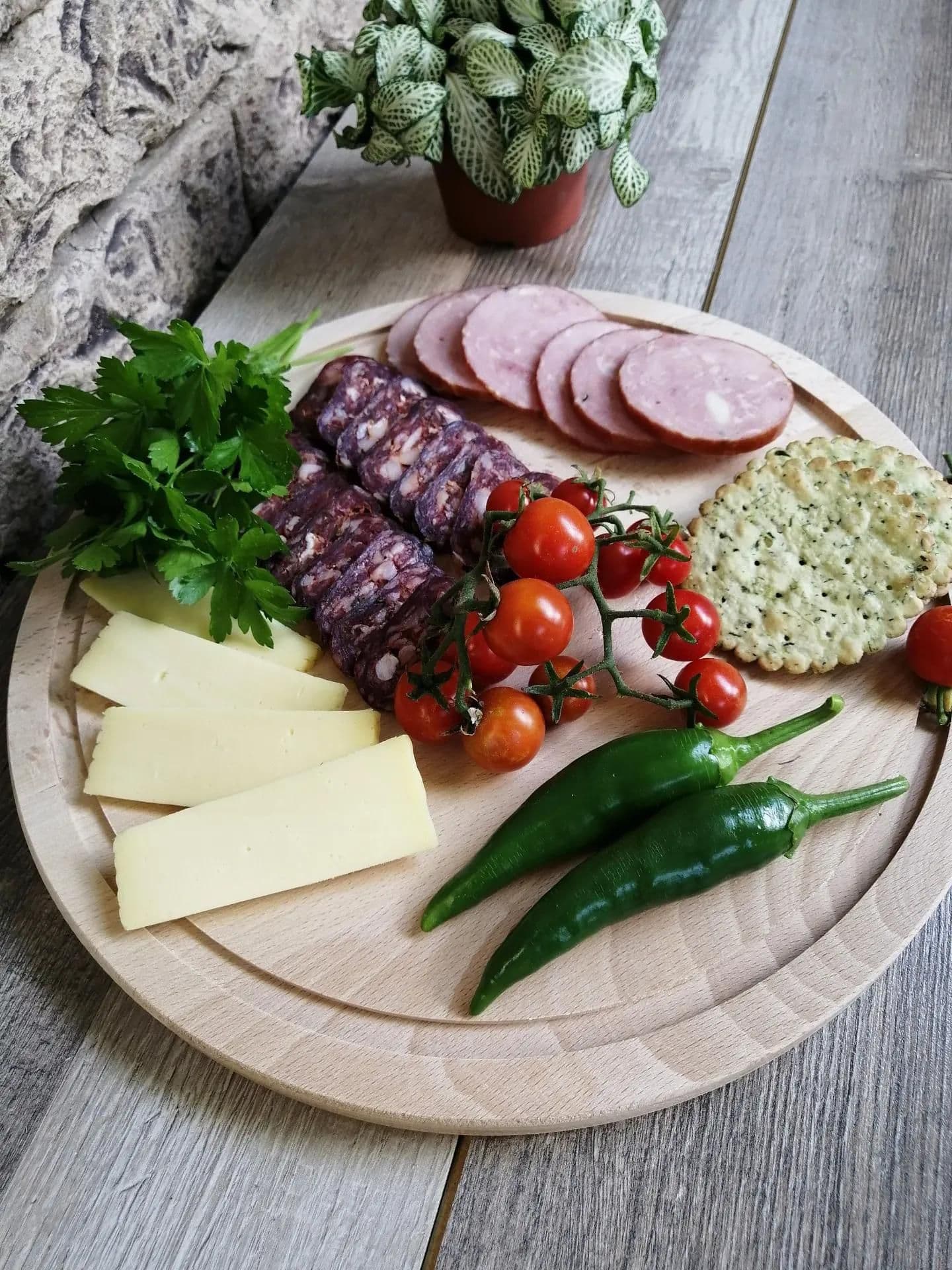 image-Round Charcuterie Board, Serving Cheese Platter, Wood Serving Tray