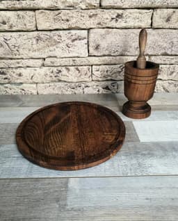 image-Barbecue grilling set, serving tray, cutting wood board, mortar for crushing spices