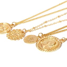 image-European and American cross-border jewelry, multi-layered multi-layer round street shooting elements, women, retro queen, avatar, creative necklace