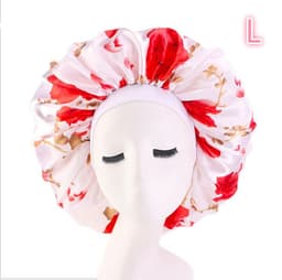 image-Beauty print Satin silk Bonnet sleep night cap