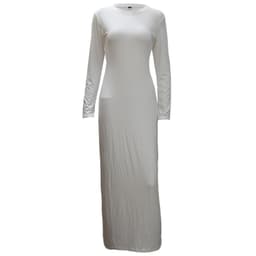 image-Europe and the United States trend modal cotton thin round neck long-sleeved solid color dress 9099