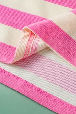 image-Pink Stripe V-Neck Collared Cap Sleeve Top
