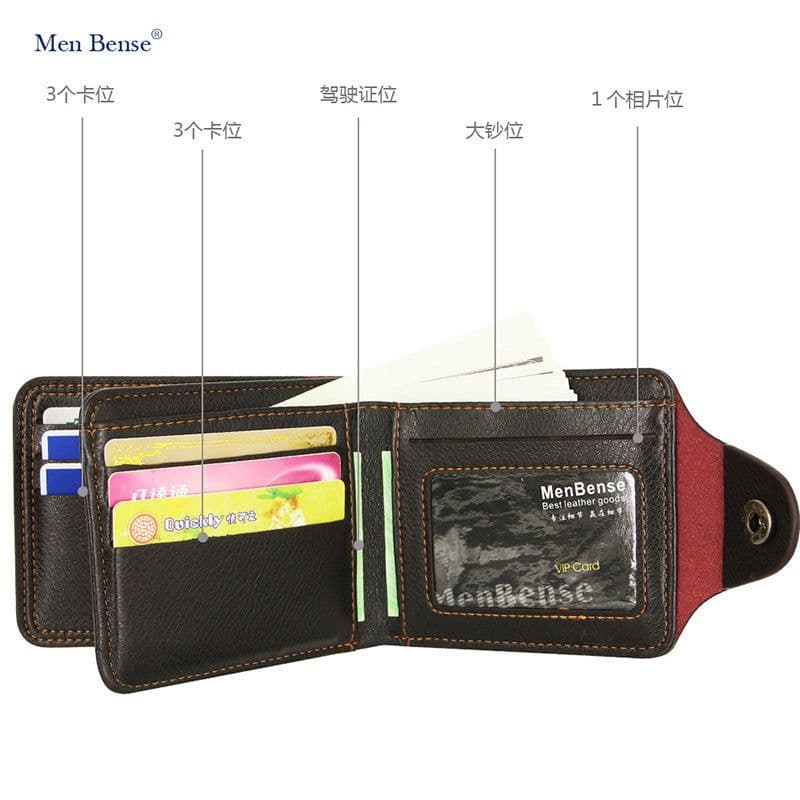 image-MenBense Anime Wallet - Short Brown PU Leather