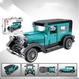 image-Nostalgia Retro Vintage Car Model Assembly Building Block Toys