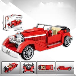 image-Nostalgia Retro Vintage Car Model Assembly Building Block Toys