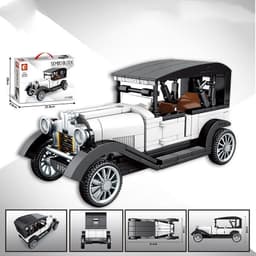image-Nostalgia Retro Vintage Car Model Assembly Building Block Toys