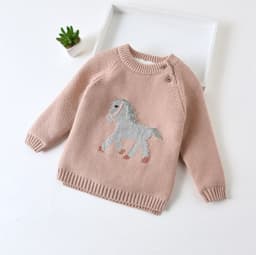 image-Korean Baby Winter Velvet Pullover - Carnation Color