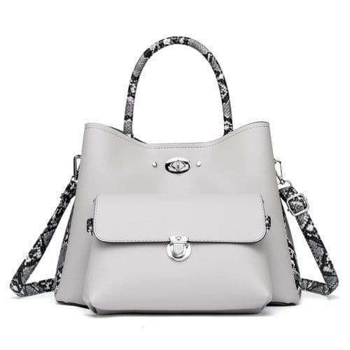 image-Two Pieces Snake Pattern Strap Messenger Bag