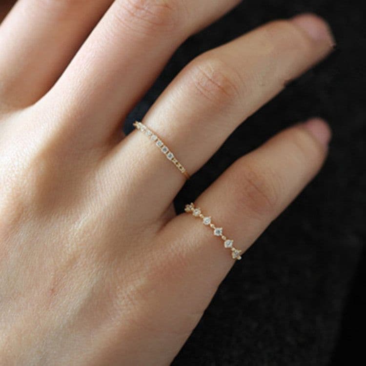 image-s925 sterling silver plated 14K gold super beautiful broken zirconium diamond ring finger, very fine Japanese foreign trade, all-match small and fresh