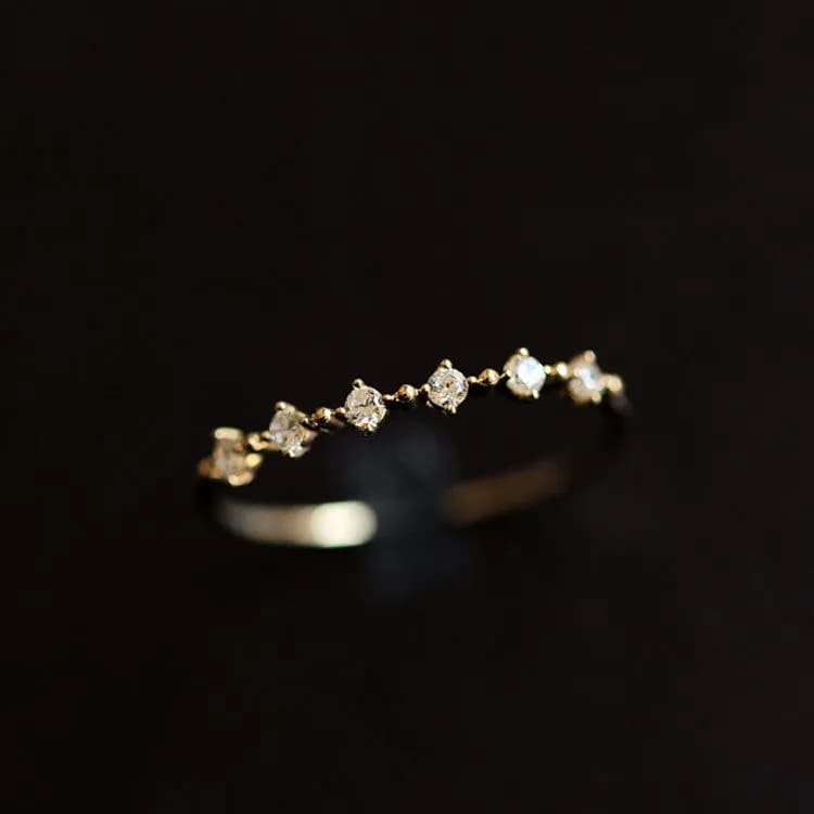 image-s925 sterling silver plated 14K gold super beautiful broken zirconium diamond ring finger, very fine Japanese foreign trade, all-match small and fresh