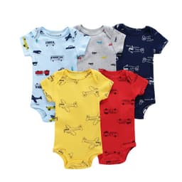 image-A generation of summer baby boy cotton short-sleeved mixed color haze triangle romper 5 five-piece suit T0031