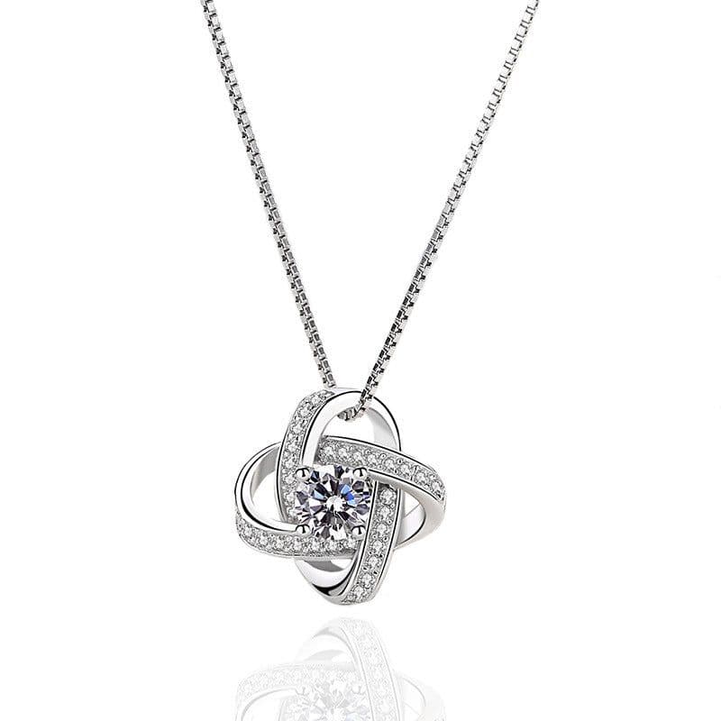 image-Cross-border new lucky four-leaf clover diamond pendant zircon necklace box chain fashion short collarbone chain wholesale