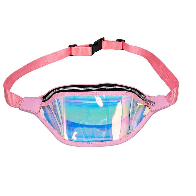 image-Sports pockets running mobile phone waterproof bag PU transparent reflective chest bag Messenger bag laser pockets ladies cross-border