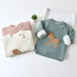 image-Korean Baby Winter Velvet Pullover - Carnation Color