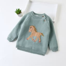 image-Korean Baby Winter Velvet Pullover - Carnation Color