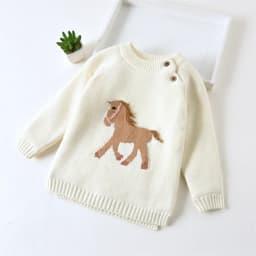 image-Korean Baby Winter Velvet Pullover - Carnation Color