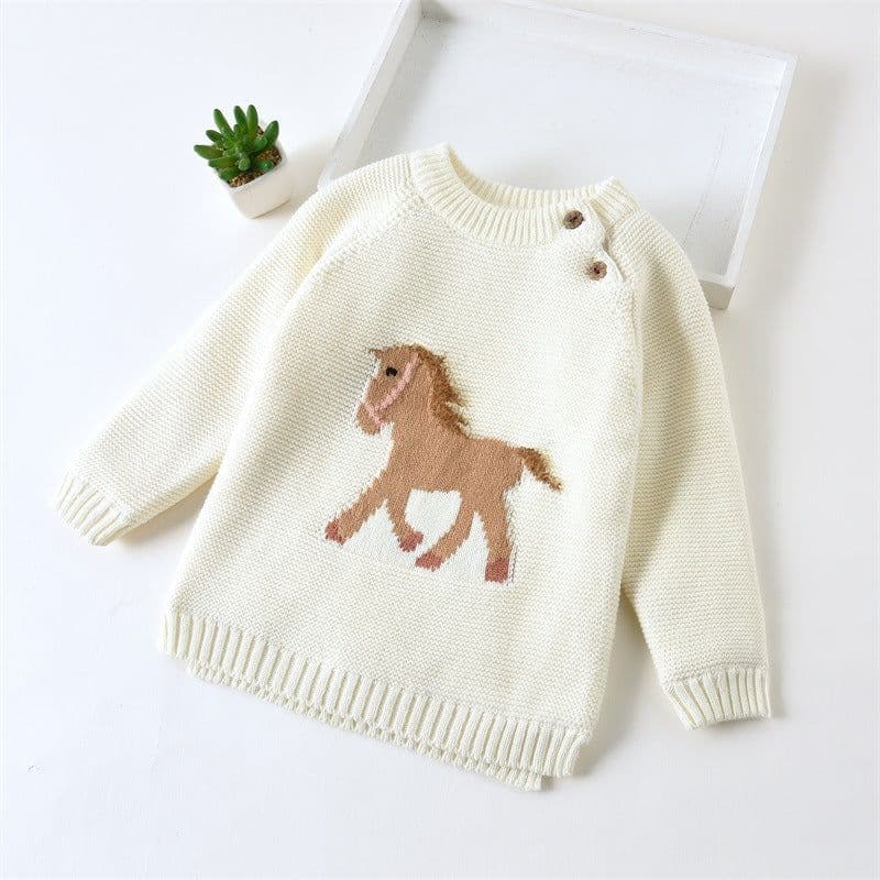 image-Korean Baby Winter Velvet Pullover - Carnation Color